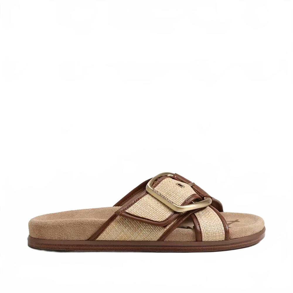 NEW SAM EDELMAN women's darla multi buckle slide sandals in bleached beechwood f - Picture 4 of 7